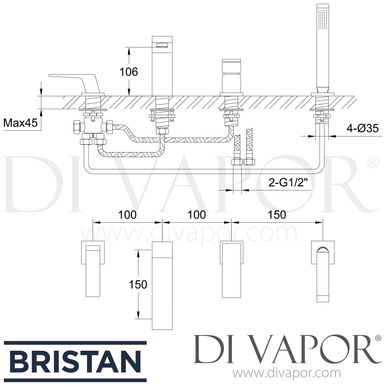 Bristan SAI 4HBSM C Sail 4 Hole Bath Shower Mixer Spare Parts